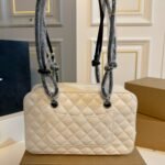 Chanel Cambon Bowler Bag Quilted Leather White And Black 26Cm - Image 5