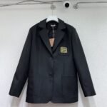 Miumiu Single Breasted Mohair Jacket Black Yellow Gold Mh1927 12I1 F0R84 S Am1 - Image 2