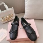 Miumiu Leather Ballerinas In Black 5F210E 070 F0002 F 005 - Image 2