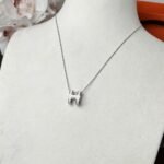 Hermes Mini Pop H Pendant Necklace White And Silver - Image 2