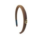 Gucci Small Gg Headband With Gold Hardware In Dark Brown