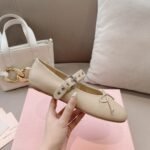 Miumiu Leather Ballerinas In Ivory 5F210E 070 F0304 F 005 - Image 4