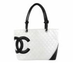 Chanel Cambon Line Large Tote Bag In White And Black 41Cm
