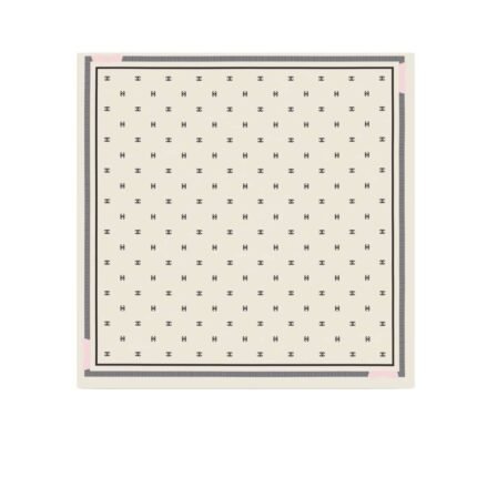 Chanel Square Scarf Jacquard Silk Twill In Ecru Black And Light Pink 90Cm Aaa777 B19447 Nafft
