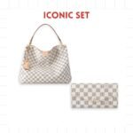 Gift Set: Louis Vuitton Graceful Pm Damier Azur And Sarah Wallet Damier Azur