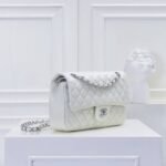 Chanel Classic Double Flap Bag White Silver Hardware 25Cm - Image 3