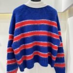 Celine Polo Sweater In Brushed Striped Cotton Blue And Red Ry0Fq0Zqj Gbt8 - Image 3