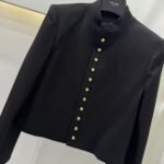 Celine Military Jacket In Diagonal Wool Black 2V34P092D 38No - Image 3