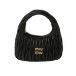 Miumiu Wander Matelassé Nappa Hobo Bag Black 20Cm 5Bc125 An88 F0002 V Ooy