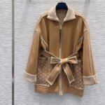 Louis Vuitton Monogram Accent Knitted Coat Camel Beige 1Ahzfy - Image 2
