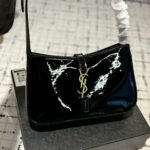 Saint Laurent Le 5 A 7 Patent Hobo Bag In Shiny Leather Black 25Cm - Image 2