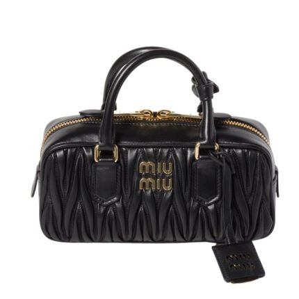 Miumiu Arcadie Matelassé Nappa Bag Black 22Cm 5Bb142 N88 F0002 V Oon