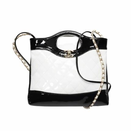 Chanel 31 Mini Shopping Bag Patent Gold Tone Metal 23Cm