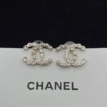 Chanel Cc Crystal Pearl Silver Earrings - Image 3