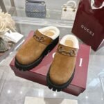 Gucci Horsebit Shearling Mules In Brown Suede - Image 7
