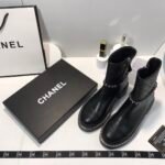 Chanel Ankle Boots With Side Zip Chain Black - Image 8