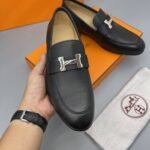 Hermes Paris Loafer Black With Silver Metal H172368Za02430 - Image 3