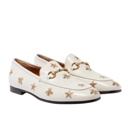Gucci Jordaan Embroidered Leather Loafer White 505281 D3V00 9022