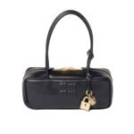 Miumiu Beau Bag Sand Black 28Cm 5Bb173 2Crw F0002 V Otm