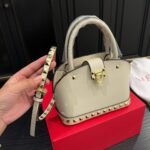 Valentino Garavani Rockstud Handbag In Grainy White 21Cm - Image 3