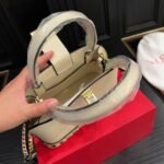 Valentino Garavani Rockstud Handbag In Grainy White 21Cm - Image 8