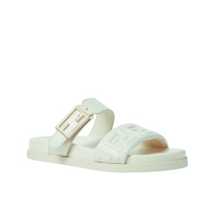 Fendi Feel Nappa Leather Slides White 8X8710Abohf1Svv