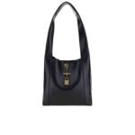 Saint Laurent Leather Shoulder Bag With Padlock Detail Black 27Cm
