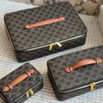 Celine Medium Toiletry Case In Triomphe Canvas And Top Handle Bag 28Cm - Image 3