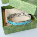 Gucci Cuff Bracelet Interlocking Gg Sterling Silver Turquoise Enamel - Image 2