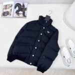 Prada Cropped Compact Poplin Down Jacket Navy Blue 292288 17Ib F0002 S Emo - Image 3
