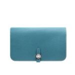 Hermes Dogon Duo Long Wallet Blue 20Cm