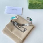 Gucci Cuff Bracelet Interlocking Gg Sterling Silver Turquoise Enamel - Image 3