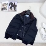 Prada Cropped Compact Poplin Down Jacket Navy Blue 292288 17Ib F0002 S Emo - Image 5