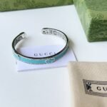 Gucci Cuff Bracelet Interlocking Gg Sterling Silver Turquoise Enamel - Image 5