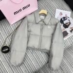 Miumiu Logo Jacquard Puffer Jacket Gray Ml1083 Ooo F0024 - Image 2