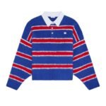 Celine Polo Sweater In Brushed Striped Cotton Blue And Red Ry0Fq0Zqj Gbt8