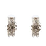 Chanel Earrings Metal Diamantes And Glass Pearls Gold Crystal White Ab7146 B06732 Nf453