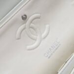 Chanel Classic Double Flap Bag White Silver Hardware 25Cm - Image 9
