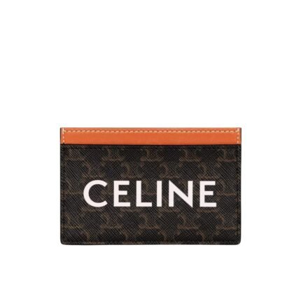 Celine Card Holder In Triomphe Canvas With Celine Print Tan 10Cm 10B702Cly 04Lu