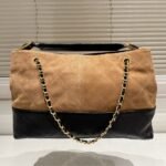 Chanel Shopping Bag Suede Leather Gold Tone Mental Beige And Black 36Cm As5657 B20827 U1536 - Image 4