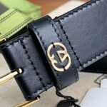 Gucci Belt With Interlocking G Detail Black Leather 35Mm ‎673921 Ap00G 1000 - Image 3