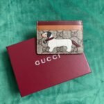 Gucci Bi-Color Gg Card Case With Dog Detail Beige And Dark Brown 11Cm - Image 2
