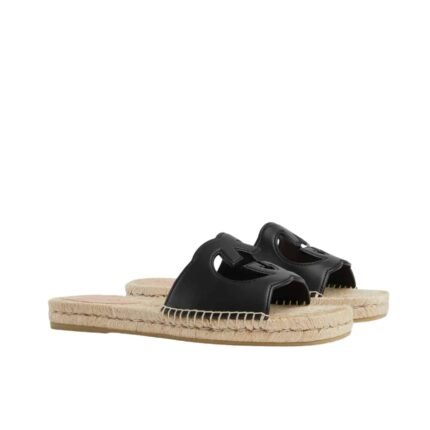 Gucci Interlocking G Cut Out Slide Espadrille Black 725260 Us000 1000