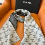 Chanel 24B Full CC Scarf Grey And Black 180Cm - Image 7