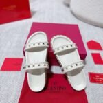 Valentino Garavani Rockstud Leather Espadrille Slide In White - Image 5