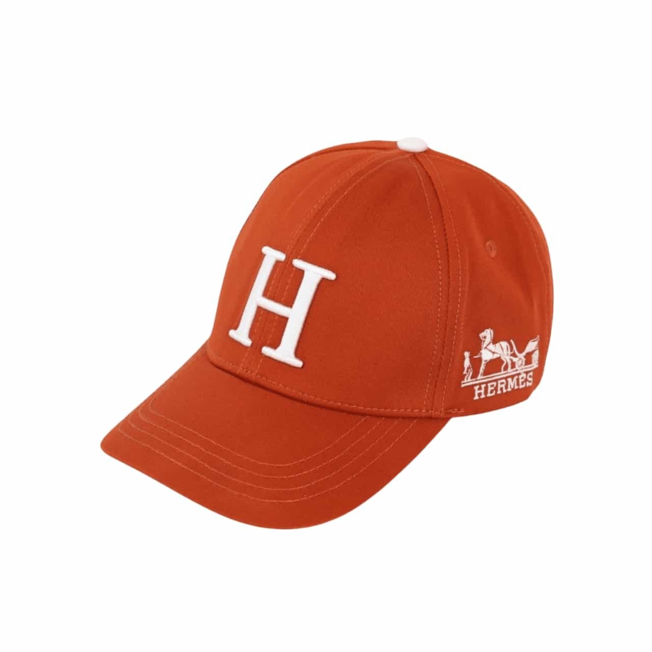 282-2 Hermes New Carriage Baseball Cap Orange - Image 1