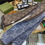 Gucci Gg Jacquard Knit Scarf Tassels Navy And Brown 180Cm 6766103G2004165 - Image 4