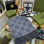 Gucci Gg Jacquard Knit Scarf Tassels Navy And Brown 180Cm 6766103G2004165 - Image 5