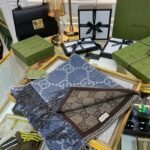 Gucci Gg Jacquard Knit Scarf Tassels Navy And Brown 180Cm 6766103G2004165 - Image 6