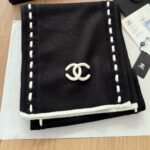 Chanel Cc Logo Cashmere Scarf Black 180Cm - Image 3